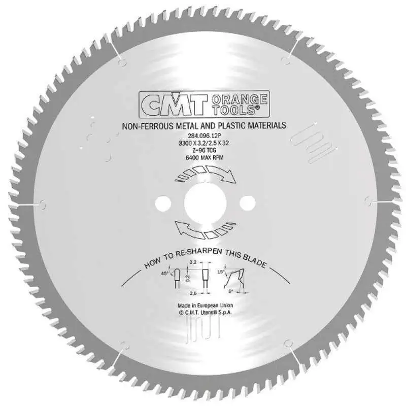 Sierra circular para materiales no ferrosos PVC y laminados HW 216x2.6/2.2x30 Z40 tcg 5°pos CMT