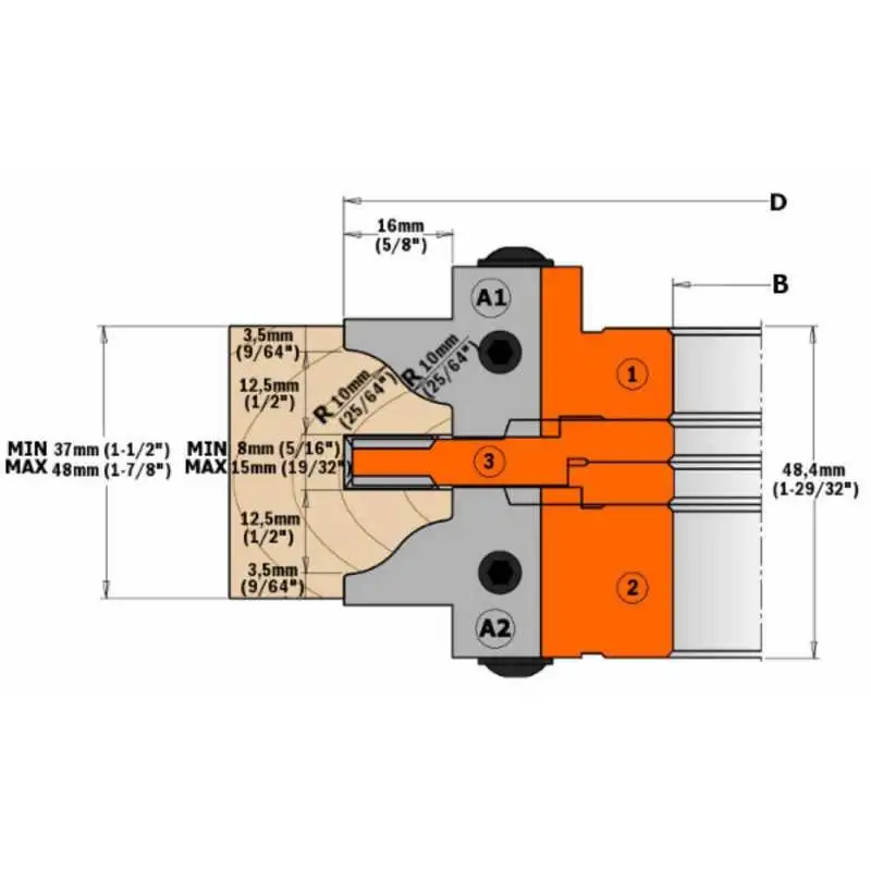 Par de cuchillas para perfiles machihembrados perf. d1 (25x30x2) CMT