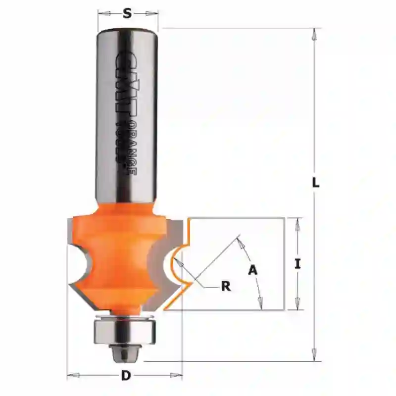 Fresa semicurcular con bisel 45° y rodamiento HW S:12 D:23.8x19 R4 CMT