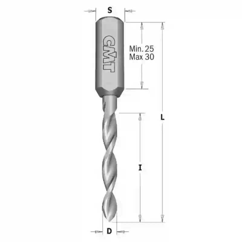 Broca de conexión rapida pasante HWM S:10x30 D:3x27x70 DX CMT