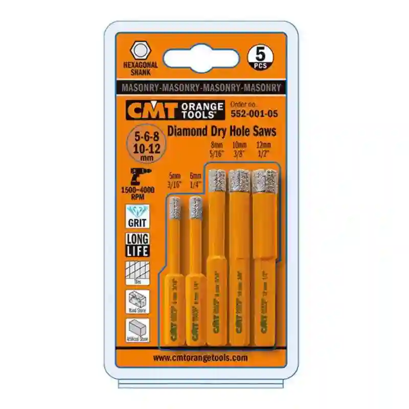 SET 5 PZA. CON 5 BROCAS PARA GRES S:ESAG D:5-6-8-10-12mm DX CMT