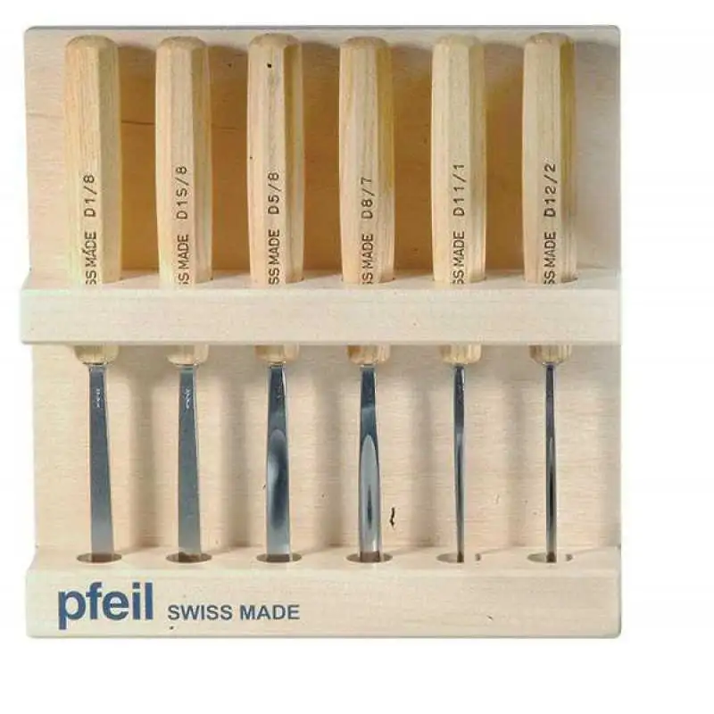 Expositor de madera para 6 herramientas (vacío) Pfeil
