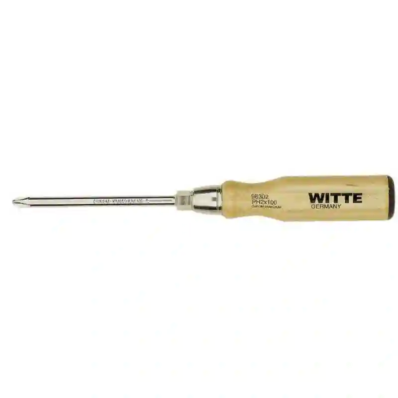 WITTE 96302 - Destornillador Phillips con mango de madera (PH2x100)