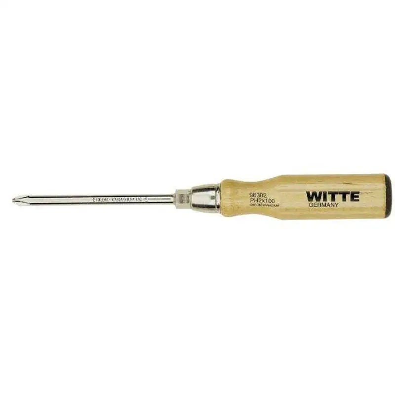 WITTE 96302 - Destornillador Phillips con mango de madera (PH2x100)