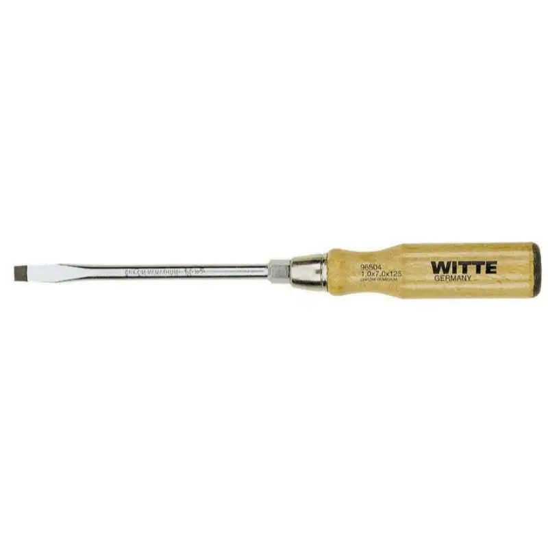 WITTE 96505 - Destornillador de punta plana negra con mango de madera (8x150)