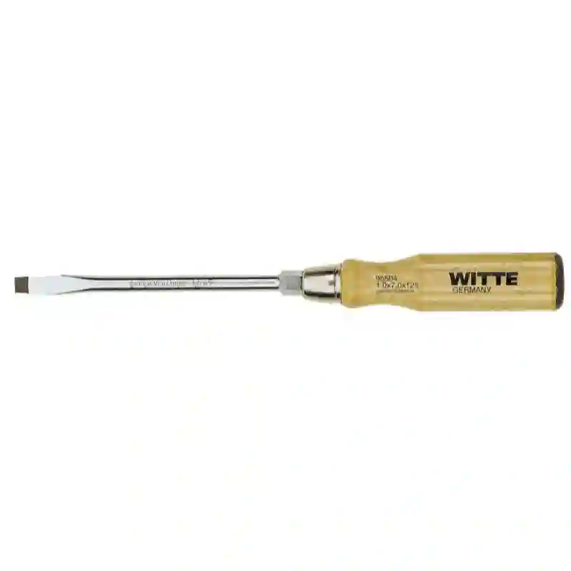 WITTE 96501 - Destornillador de punta plana negra con mango de madera (4,5x75)