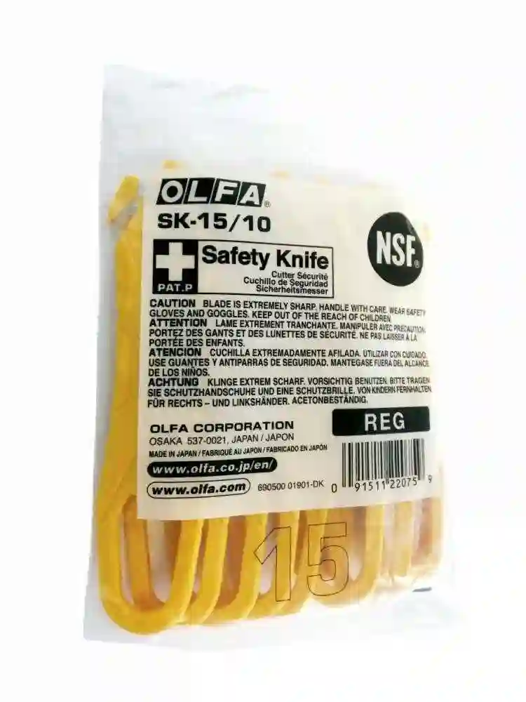 Pack de 10 cúters de seguridad desechables con cuchillas ocultas SK-15 Olfa