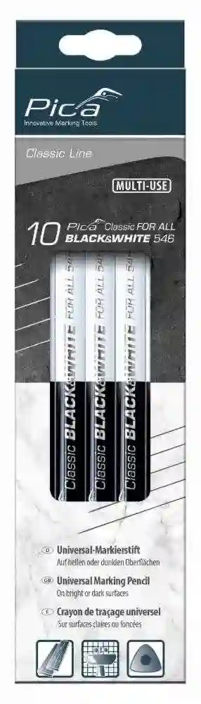 Caja con 10 lápices universal Pica Classic Black-White 546  546/24-10 Pica
