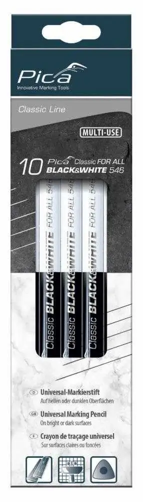 Caja con 10 lápices universal Pica Classic Black-White 546  546/24-10 Pica
