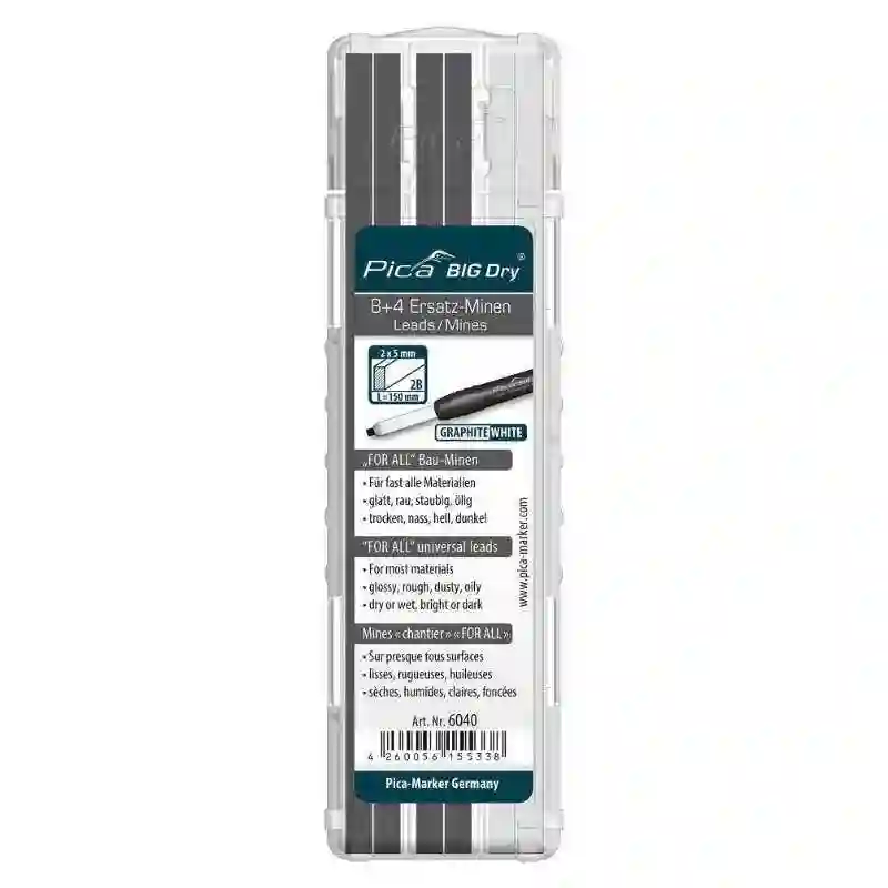 PICA 6040 - Estuche con 12 minas BIG-Dry de grafito + blanco