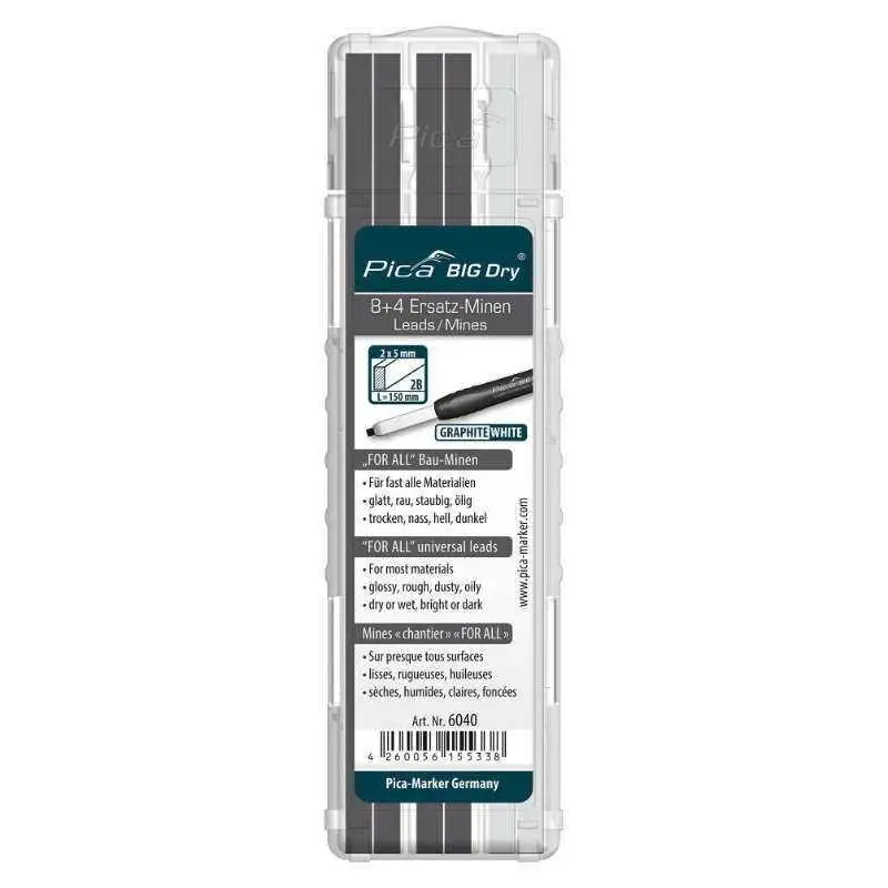 PICA 6040 - Estuche con 12 minas BIG-Dry de grafito + blanco