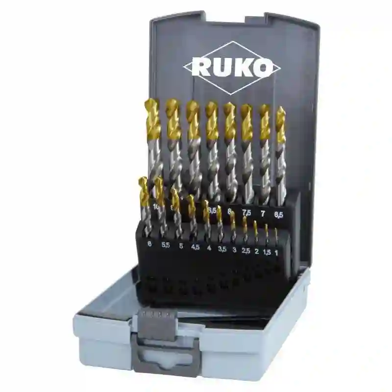 RUKO 2501215TRO- Juego de 25 Brocas HSS-G,puntas TiN