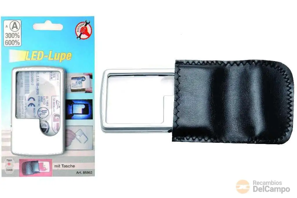 Lupa de mano con luz led. 3 Aumentos + area de Ø20 mm de 6 aumentos KRAFTMANN