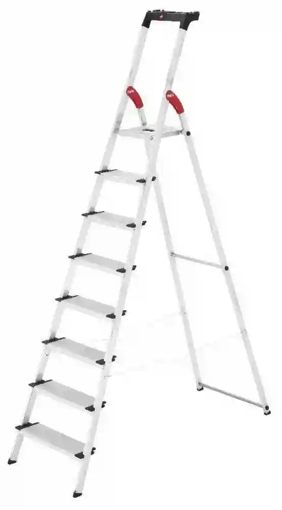 Escalera de tijera de aluminio con peldaño ancho XXL EasyClix FR 8 Hailo