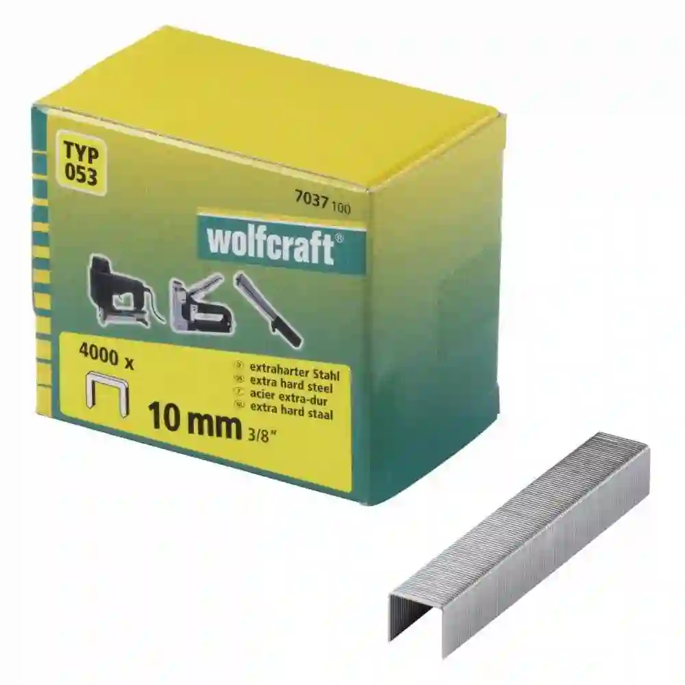 4000 grapas de lomo ancho extra duro de tipo 053, 10 mm Wolfcraft