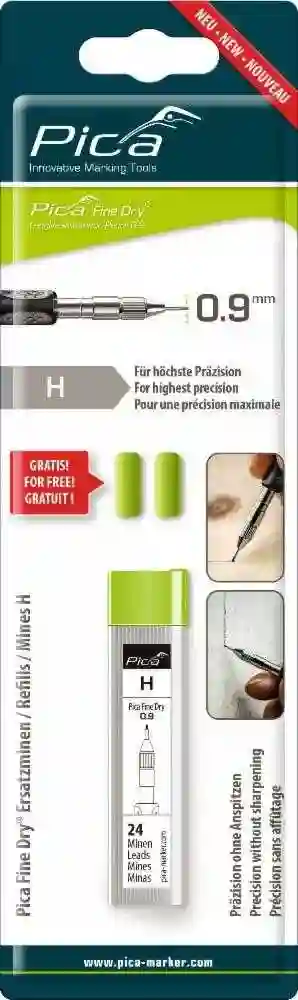 Estuche de 24 minas de grafito 09 H Fine Dry En blister Pica