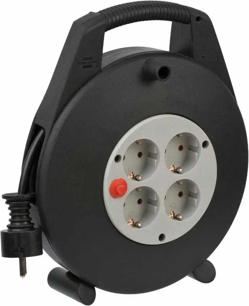 Enrollacables Vario-Line 4 tomas IP20 H05VV-F 3G15 para uso doméstico 10 (negro) Brennenstuhl