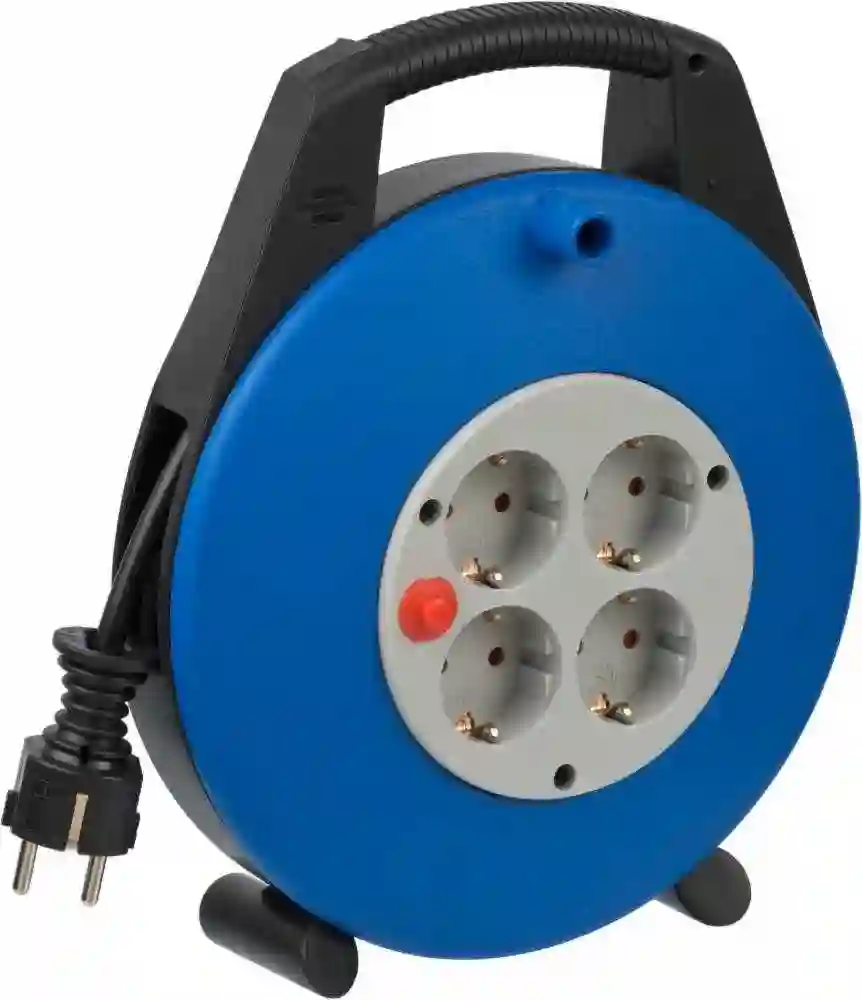 Enrollacables Vario-Line 4 tomas IP20 H05VV-F 3G15 para uso doméstico 10 (azul) Brennenstuhl