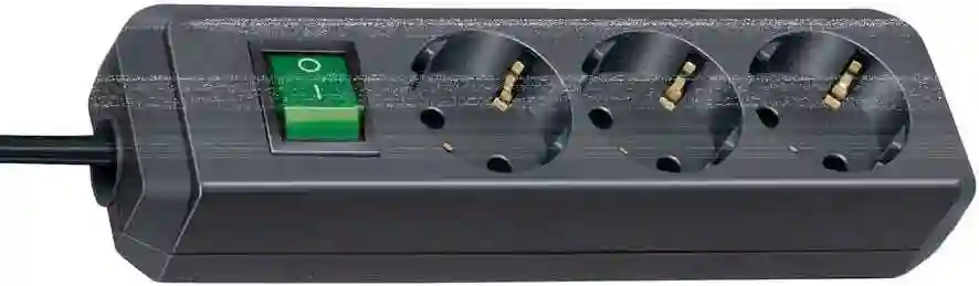 Base de tomas múltiples Eco-Line negra con interruptor 3 tomas y 3 m de cable Brennenstuhl