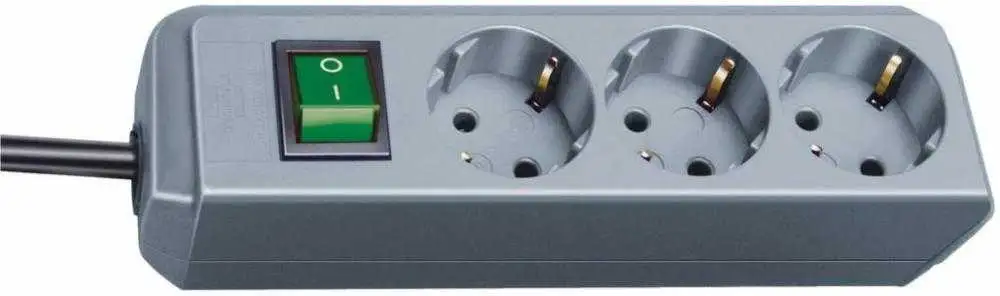 Base de tomas múltiples Eco-Line gris plata con interruptor 3 tomas y 1.5 m de cable Brennenstuhl