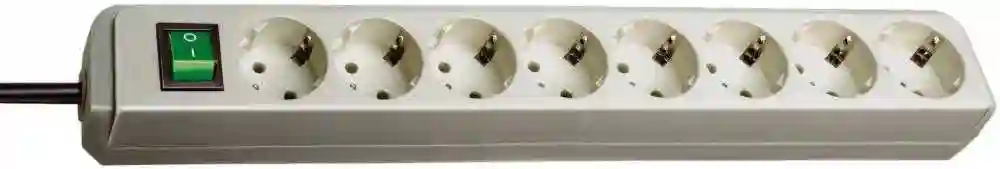 Base de tomas múltiples Eco-Line gris claro con interruptor 8 tomas y 3 m de cable Brennenstuhl
