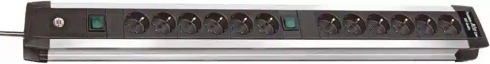 Base de tomas múltiples Premium-Alu-Line Technics con 2 y 3 interruptores 12 1391000012 Brennenstuhl