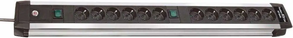 Base de tomas múltiples Premium-Alu-Line Technics con 2 y 3 interruptores 12 1391000012 Brennenstuhl