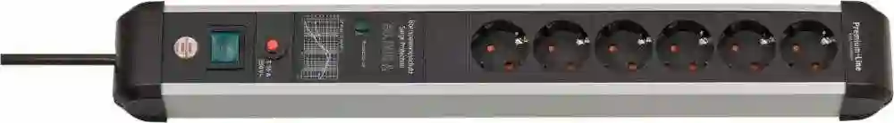 Base de tomas múltiples con protección y carcasa de aluminio Premium-Protect-Line 6 Brennenstuhl