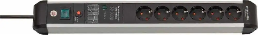 Base de tomas múltiples con protección y carcasa de aluminio Premium-Protect-Line 6 Brennenstuhl