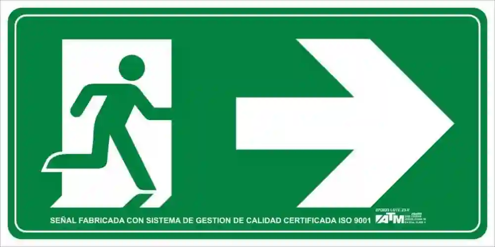Senal evacuación flecha derecha PVC B ASB110 ATM Senalización