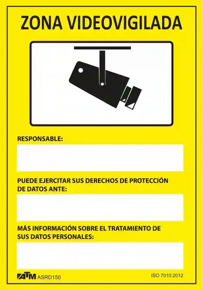 Senal peligro zona videovigilada PVC Glasspack  ASRD150 ATM Senalización