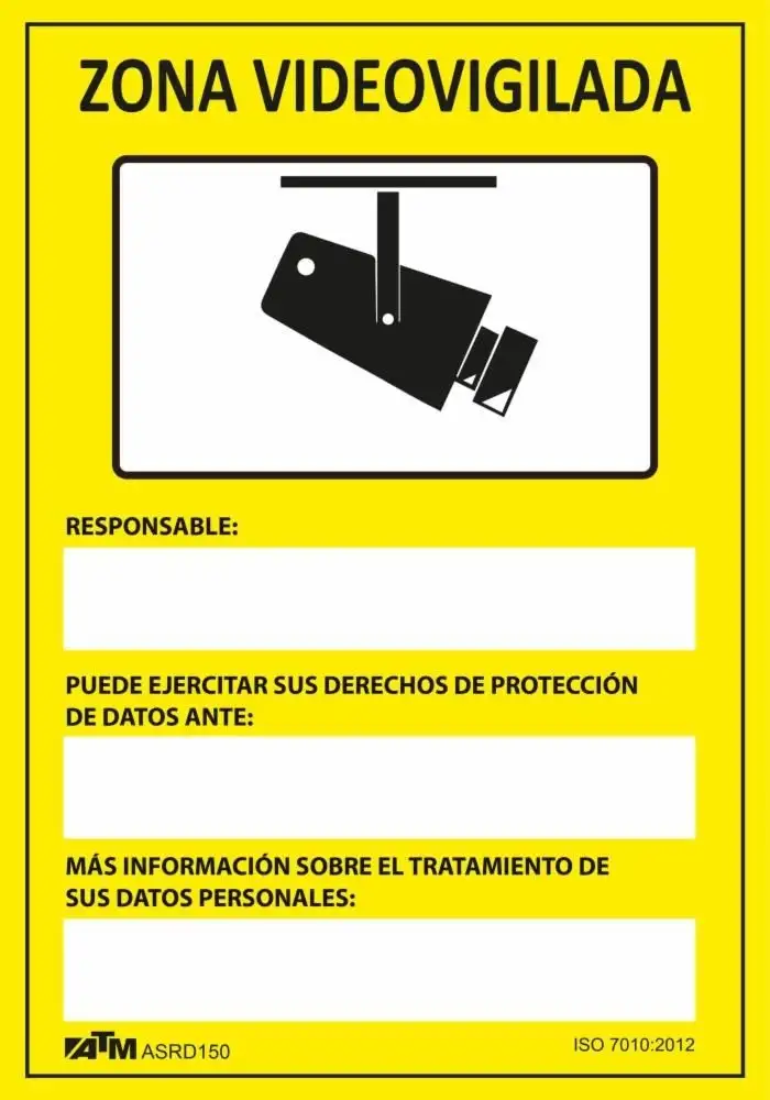 Senal peligro zona videovigilada PVC Glasspack  ASRD150 ATM Senalización