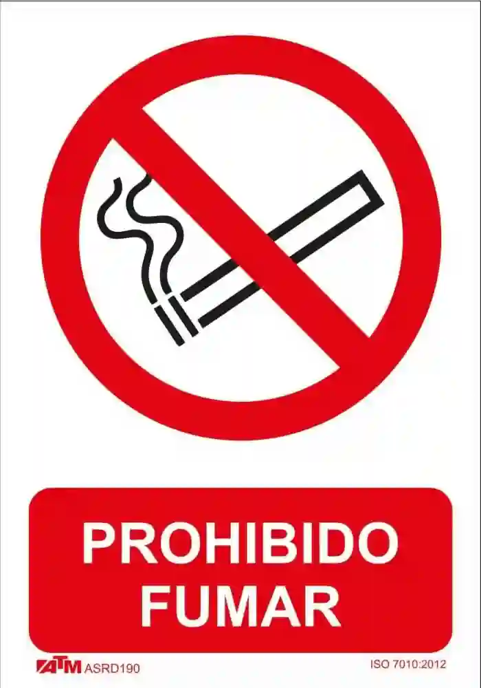 Senal prohibido fumar PVC Glasspack  ASRD190 ATM Senalización