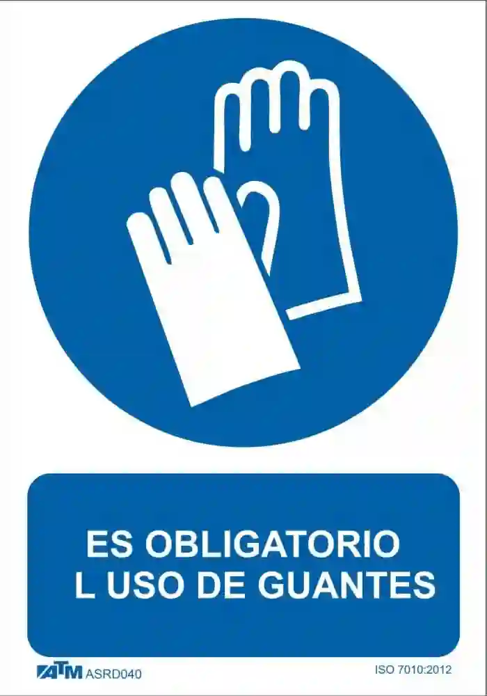 Senal obligatorio el uso de guantes PVC Glasspack  ASRD040 ATM Senalización