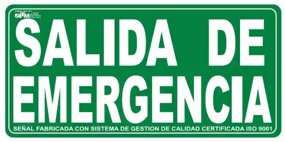 Senal salida de emergencia PVC B ASB190 ATM Senalización
