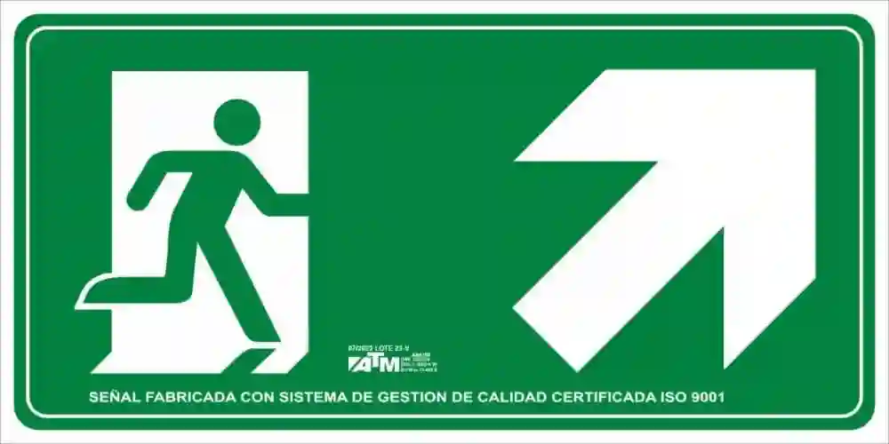 Senal evacuación escalera arriba derecha PVC  ASB160 ATM Senalización