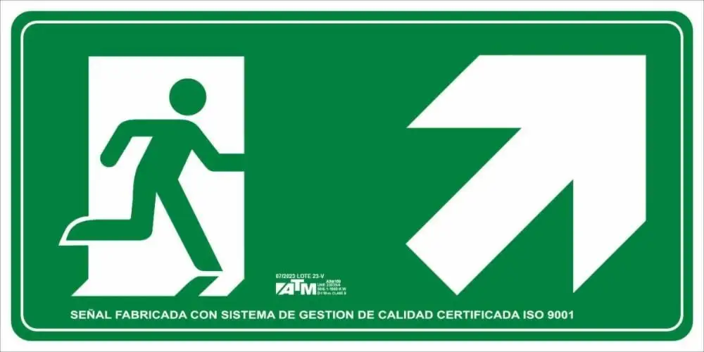 Senal evacuación escalera arriba derecha PVC  ASB160 ATM Senalización