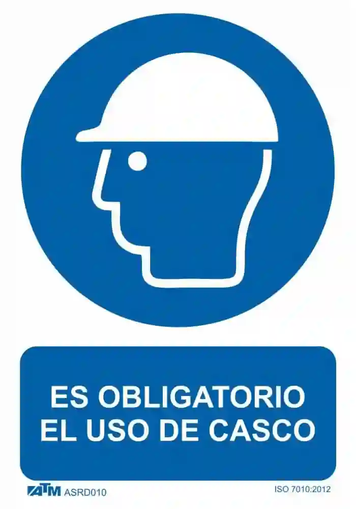 Senal obligatorio el uso del casco PVC Glasspack  ASRD010 ATM Senalización