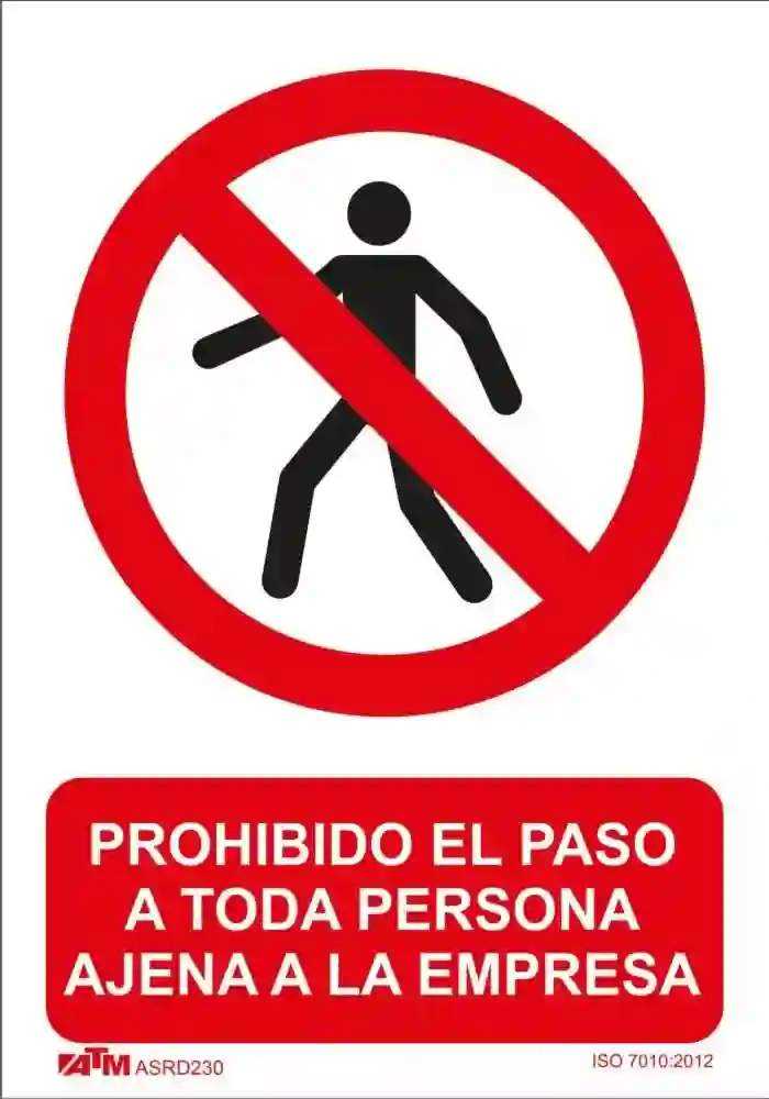 Senal prohibido el paso persona ajena a la empresa PVC Glasspack  ASRD230 ATM Senalización