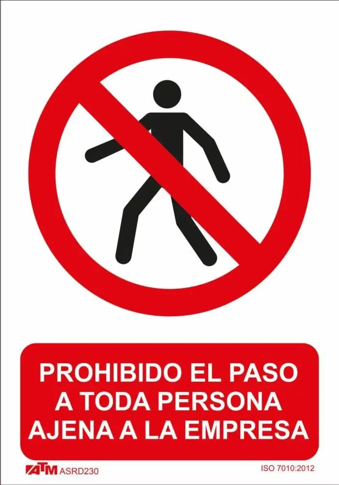 Senal prohibido el paso persona ajena a la empresa PVC Glasspack  ASRD230 ATM Senalización