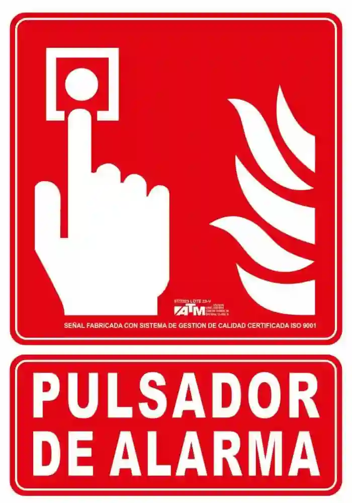 Senal pulsador de alarma PVC A ASA050 ATM Senalización