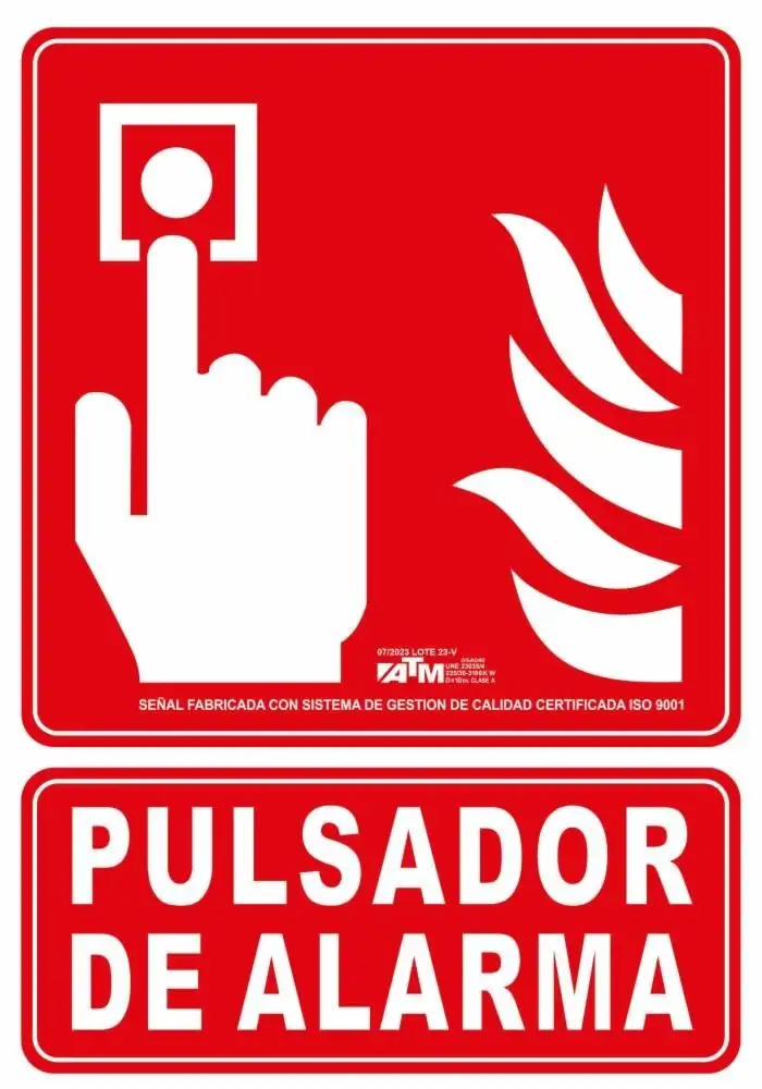 Senal pulsador de alarma PVC A ASA050 ATM Senalización