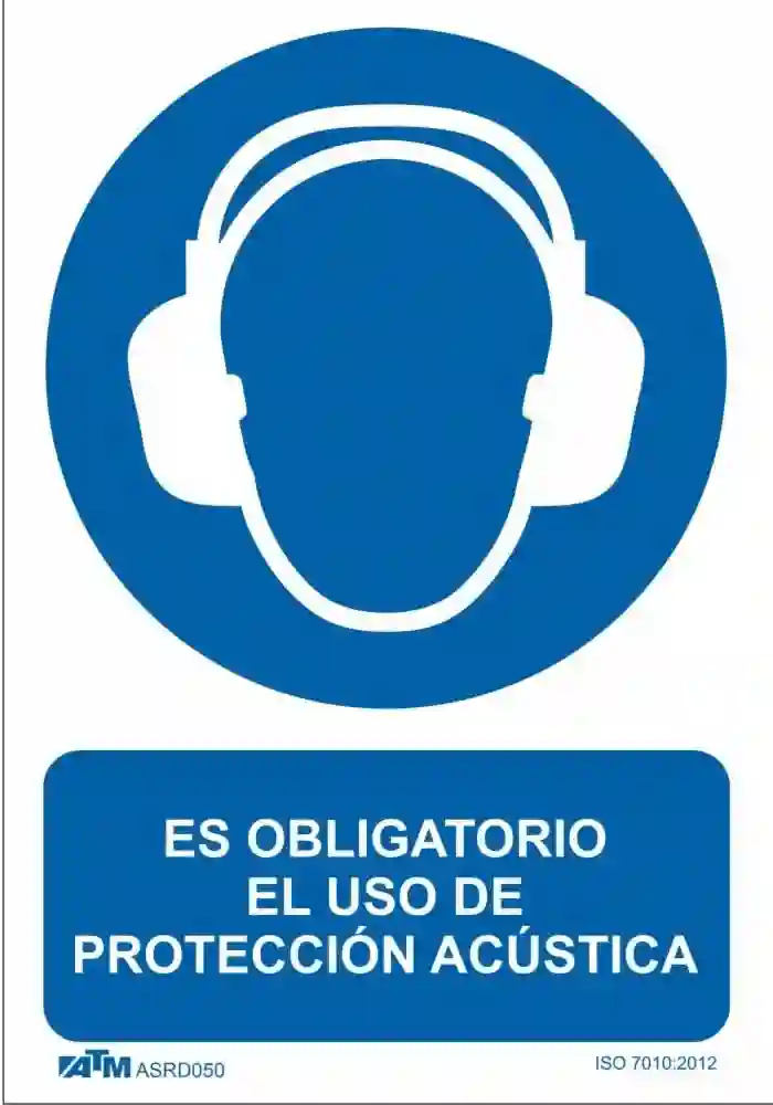 Senal obligatorio el uso de protección acústica PVC Glasspack  ASRD050 ATM Senalización