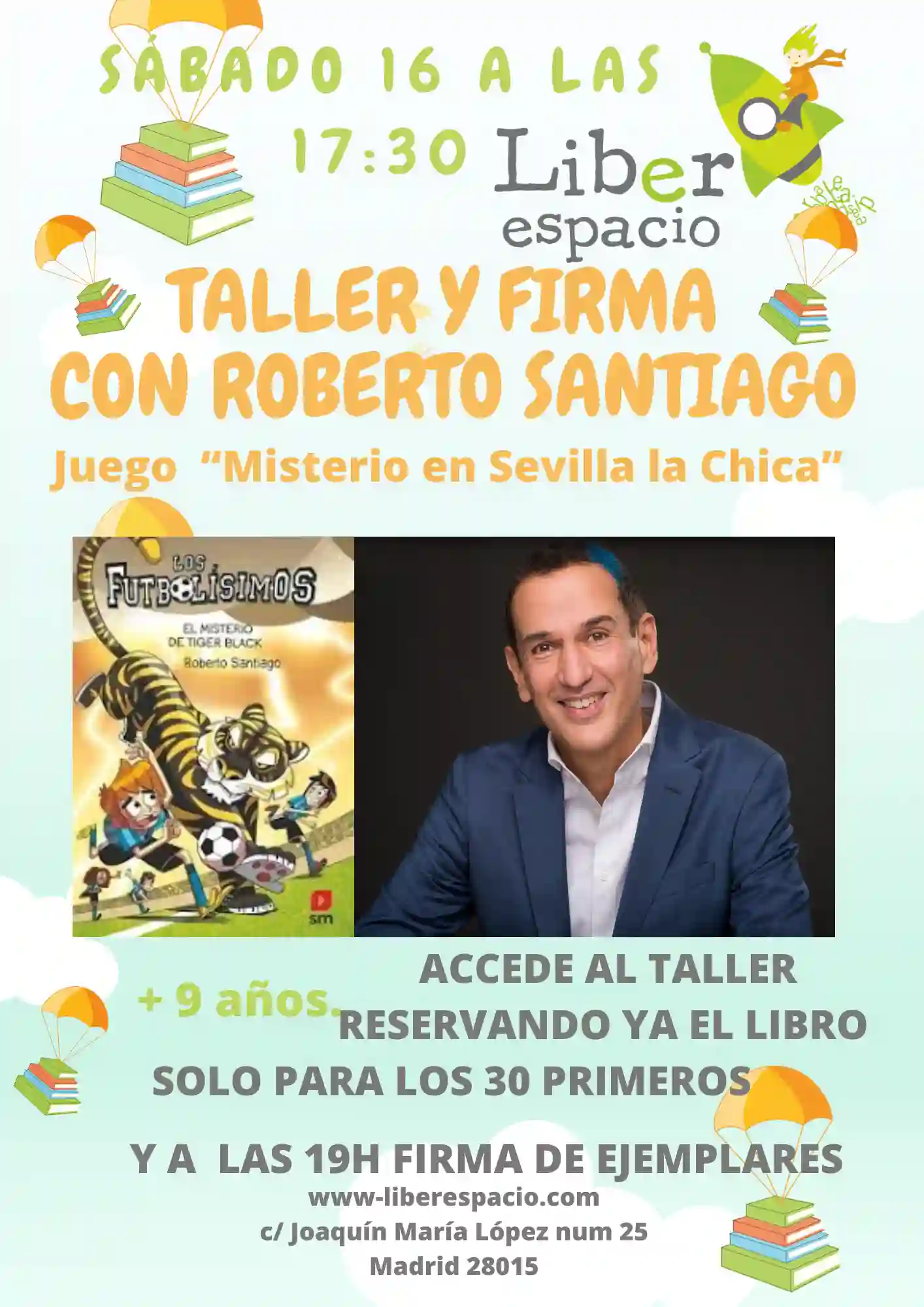 Taller de Juego Misterio en Sevilla La Chica con los Futbolísimos y Roberto Santiago