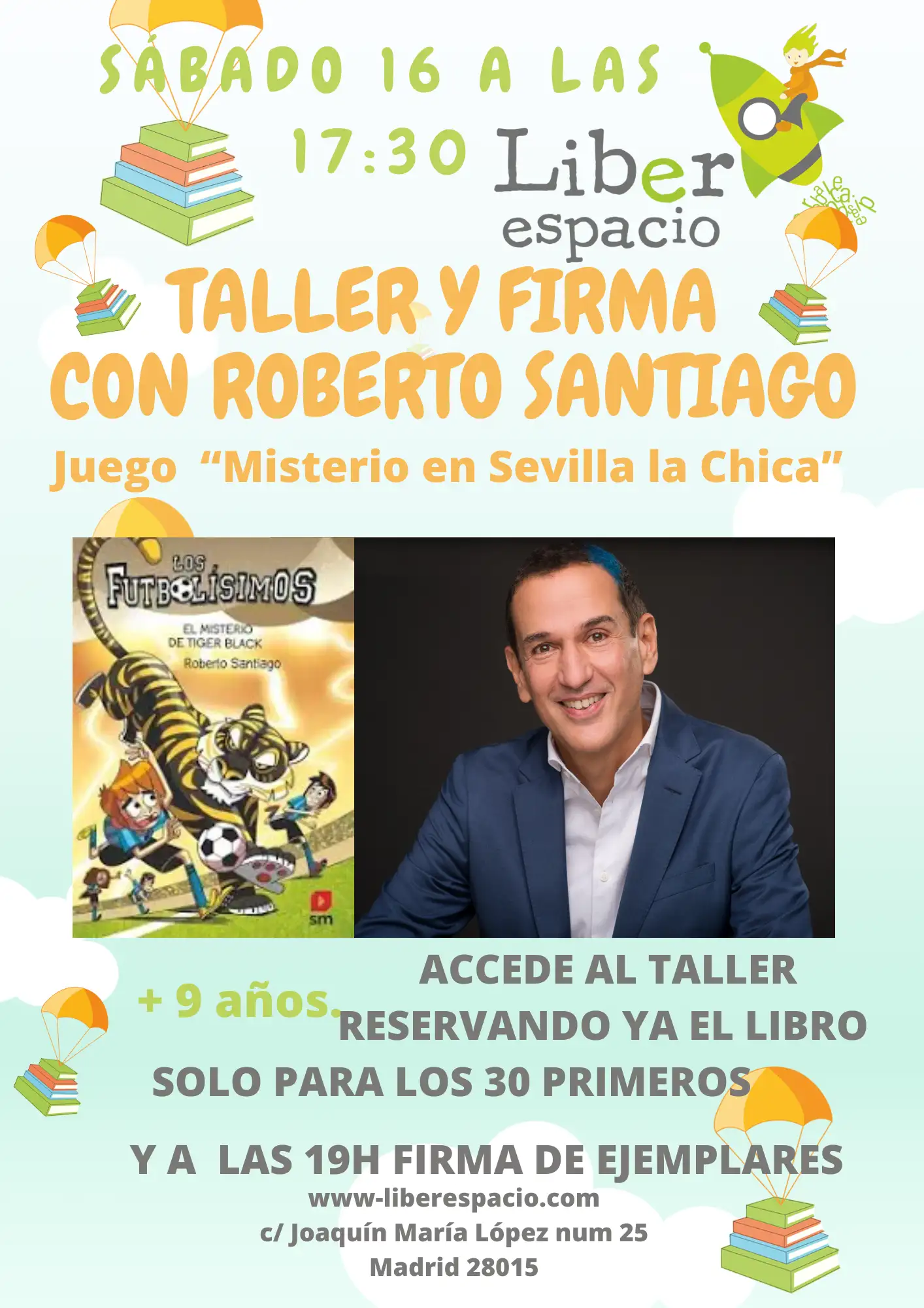 Taller de Juego Misterio en Sevilla La Chica con los Futbolísimos y Roberto Santiago
