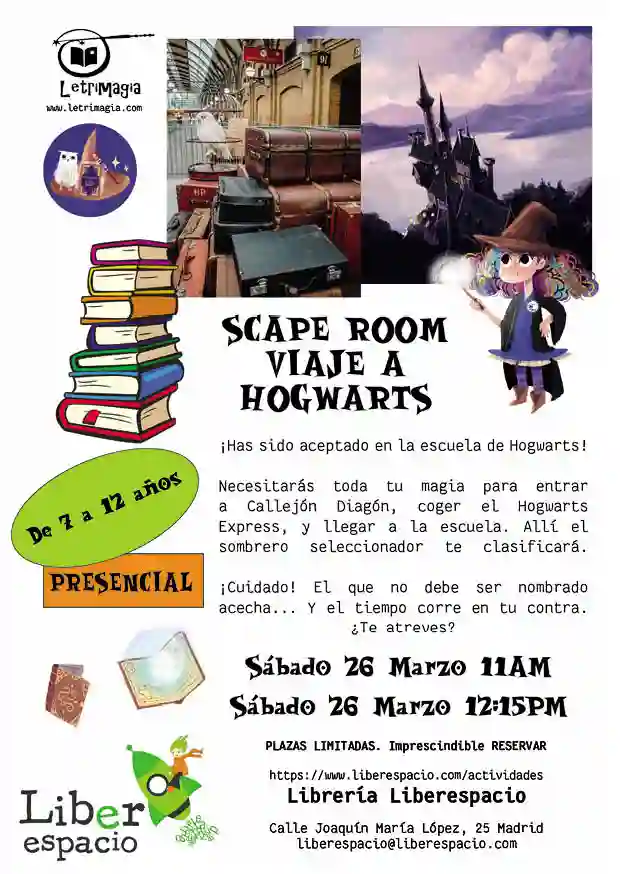 Entrada 1ª sesión Scape Room Viaje a Hogwarts