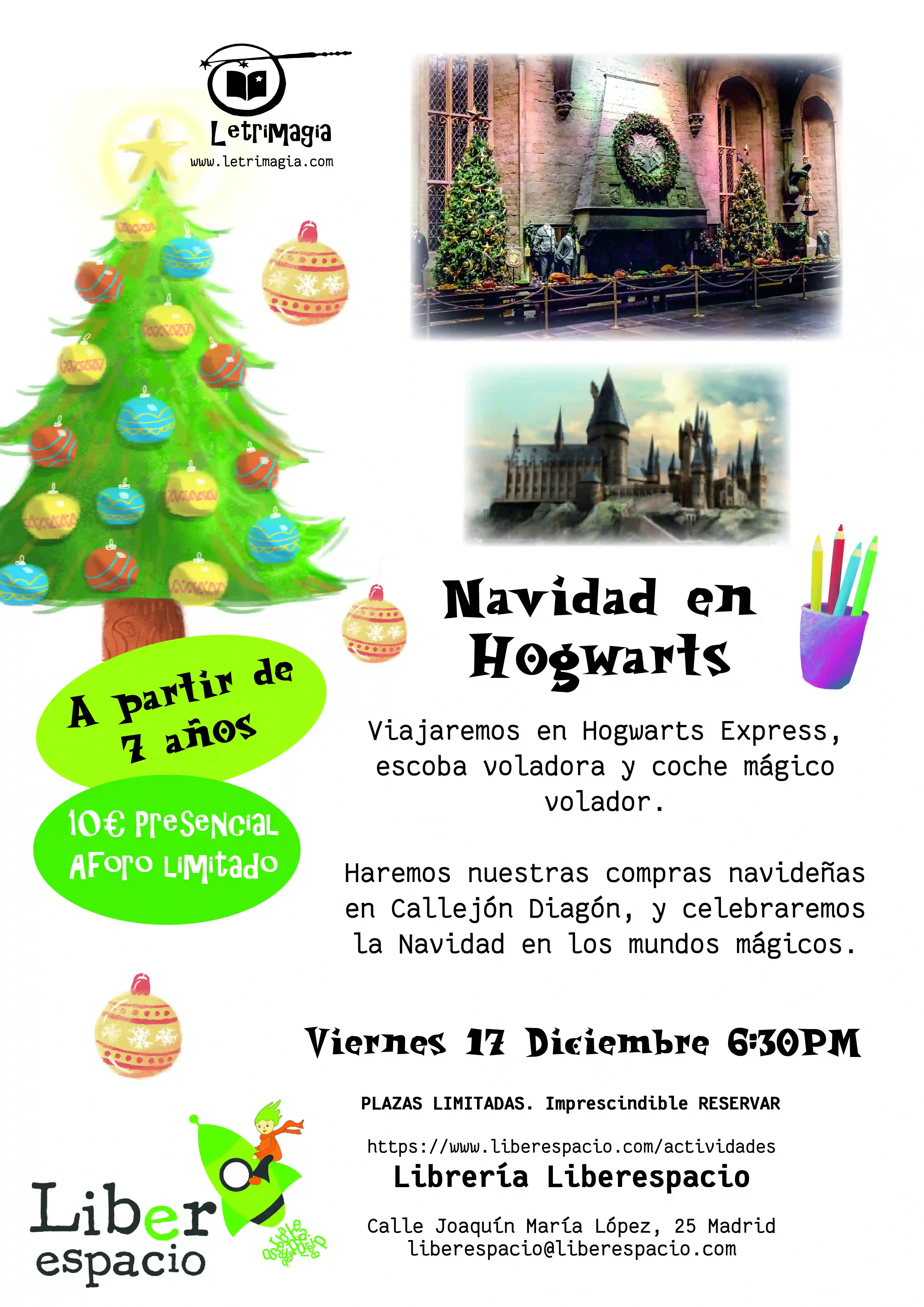 Entrada al taller "Navidad en Hogwarts" viernes 17 diciembre