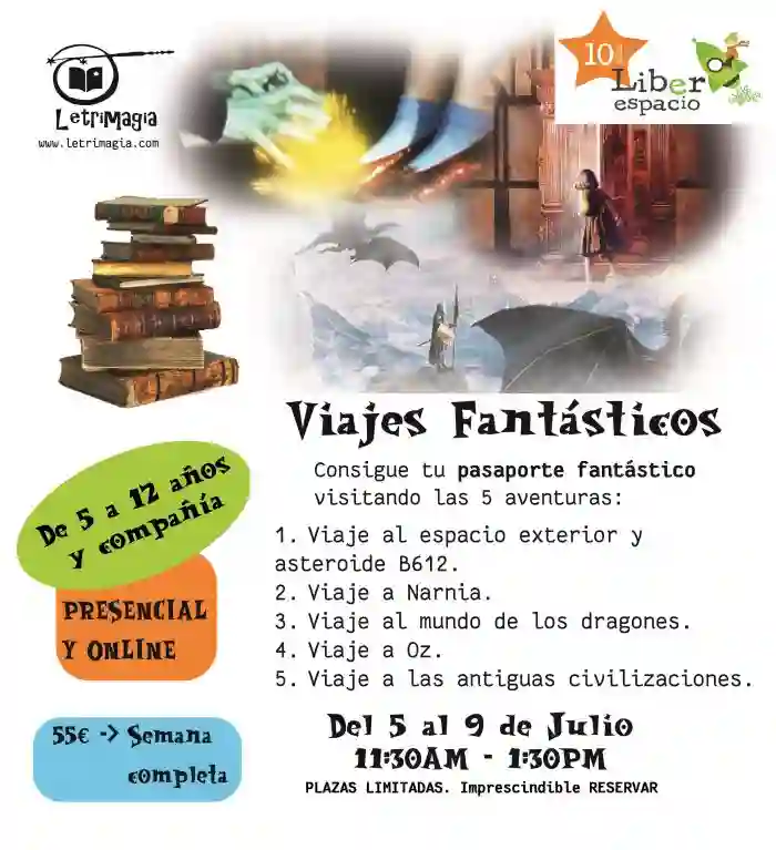 Campamento de verano infantil con Letrimagia "Viajes Fantásticos"