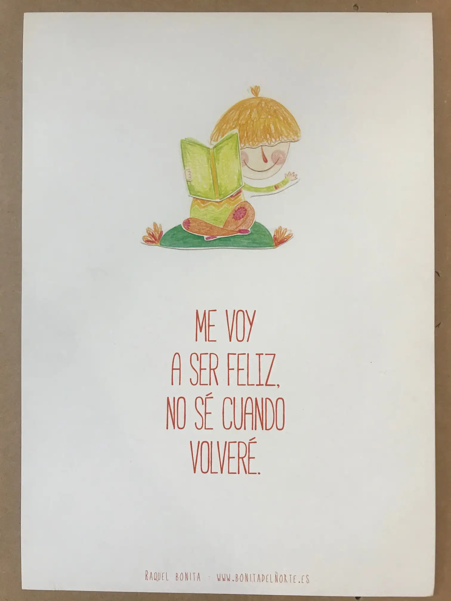Tarjetón de regalo de Raquel Bonita. Me voy a ser felíz