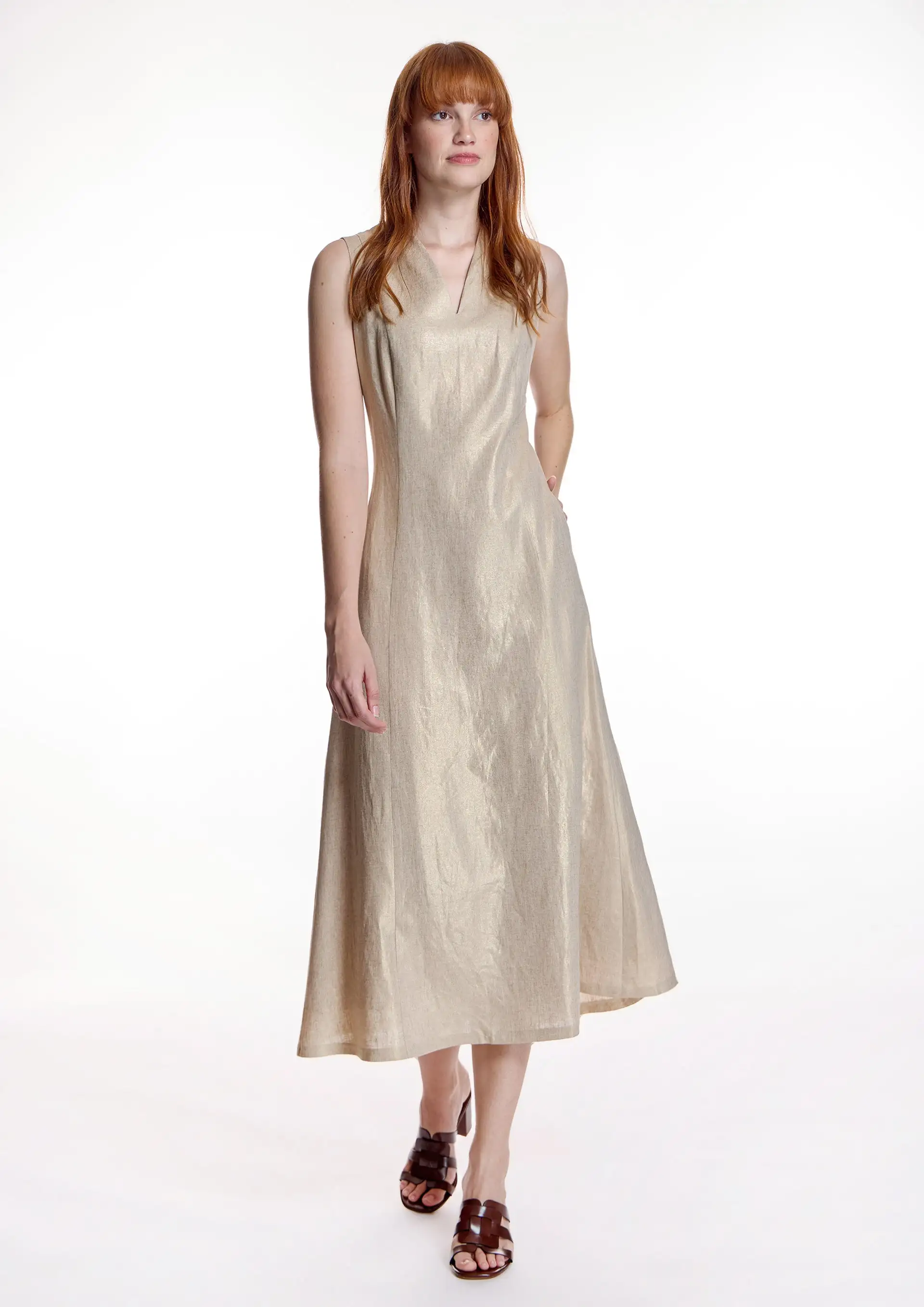Vestido ALBA CONDE midi oro - Imagen 4